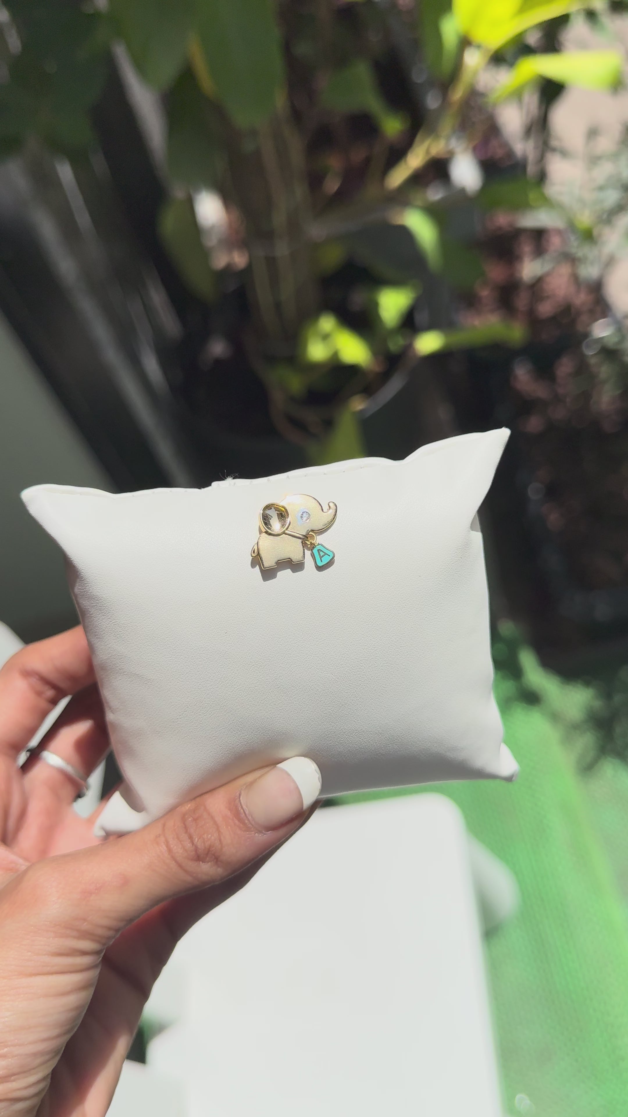 Luxury Gold Elephant Charm Brooch with Initial 1.80 Grams, 18KT Gold
