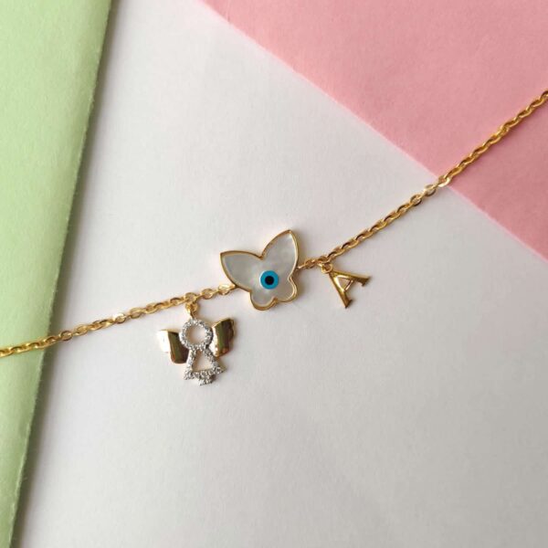 Angle Wing Butterfly Letter Bracelet