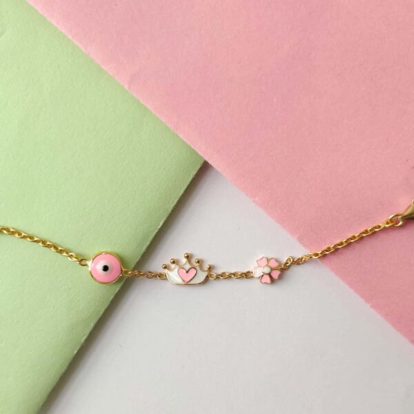 Evil Eye Crown Flower Bracelet