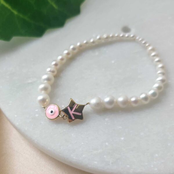 personalised pearl evil-eye bracelets