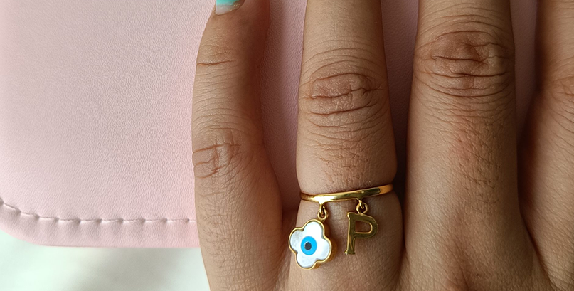 Evil Eye Ring with Initials