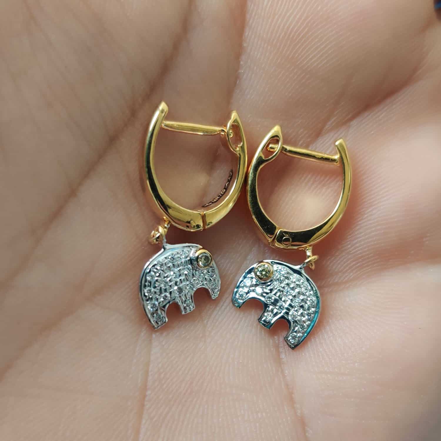 Gold Elephant Loop Earrings