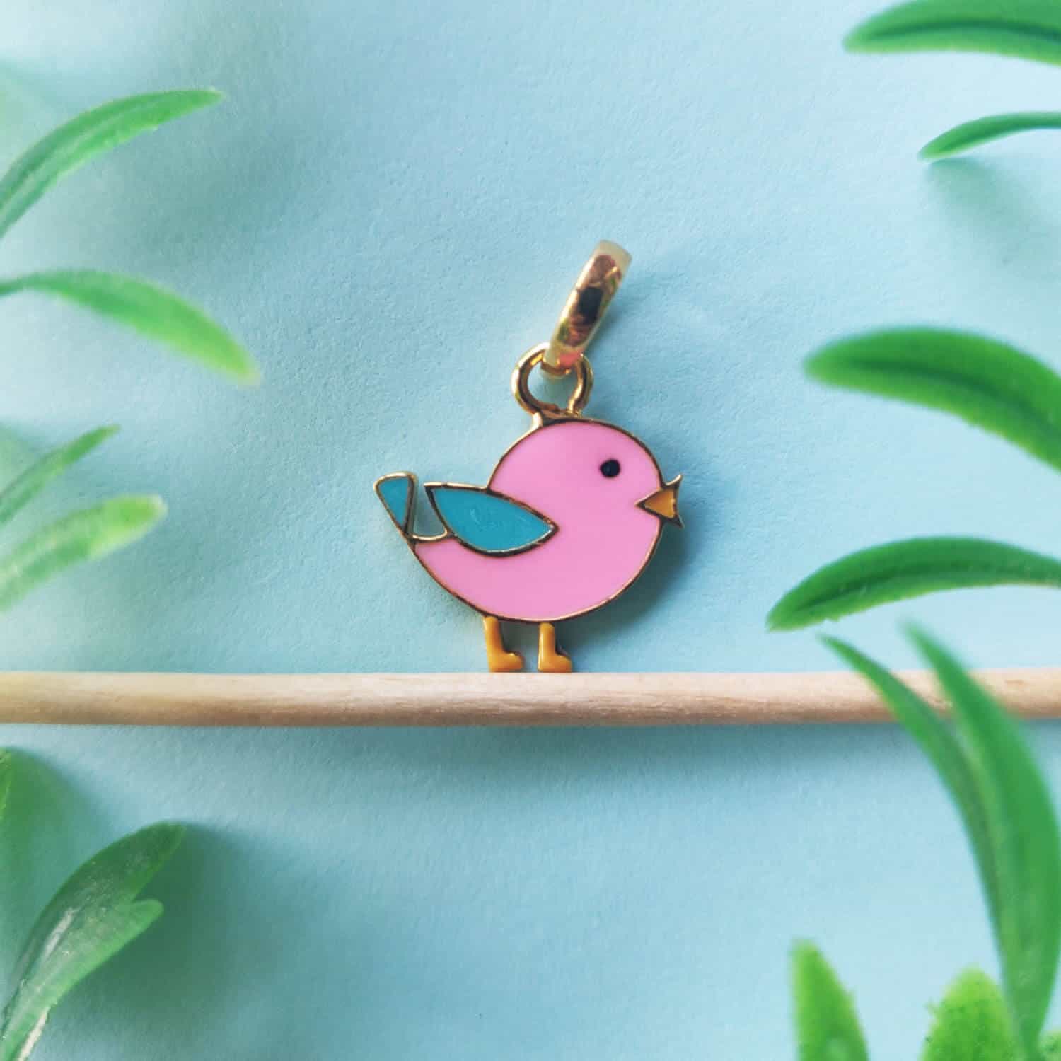 Blue and Pink Bird Pendant