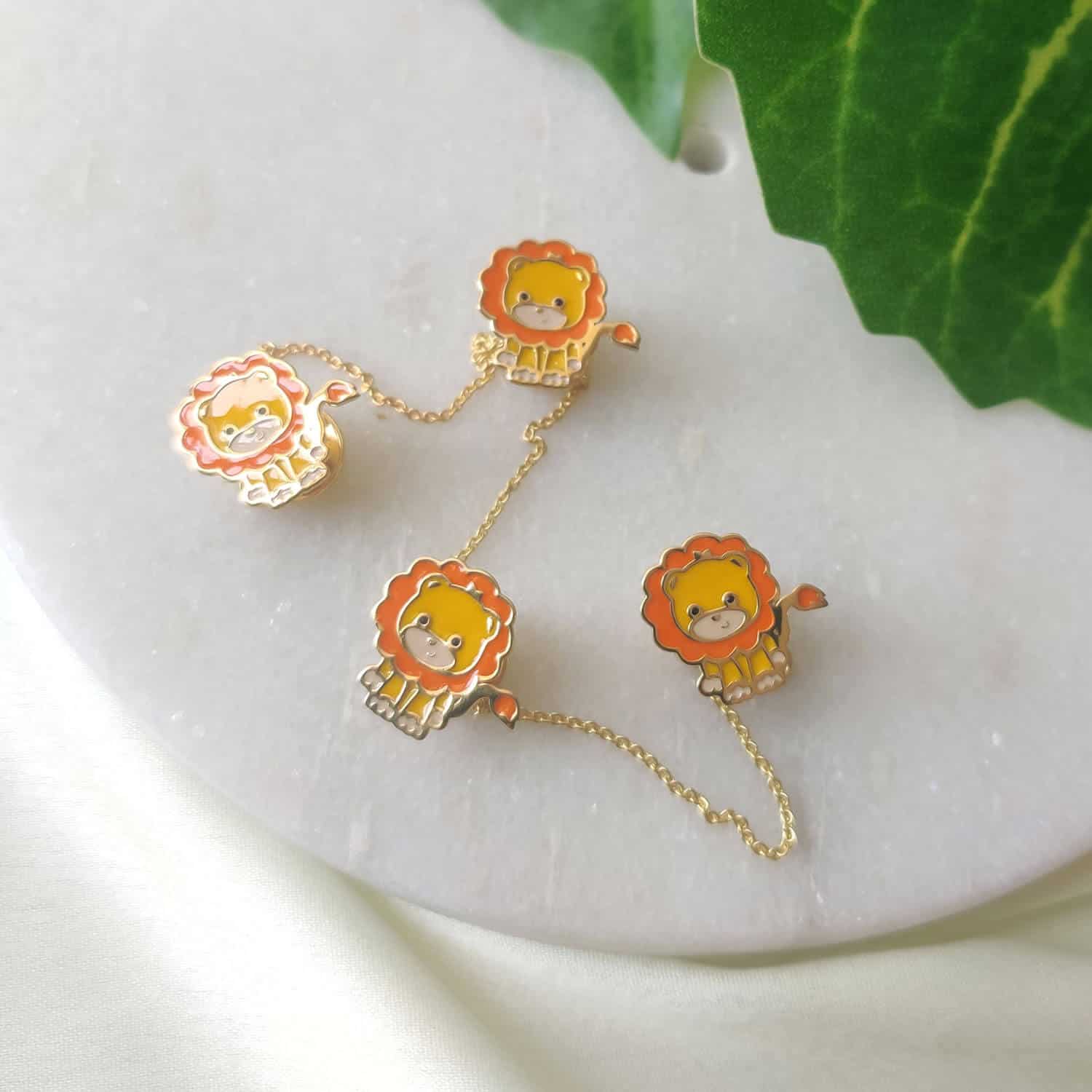 Lion Theme Kurta Buttons